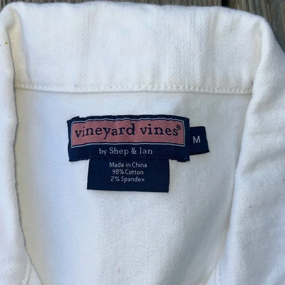 Vineyard vines medium women White Denim Jacket with Colorful Accents - Picture 5 of 6